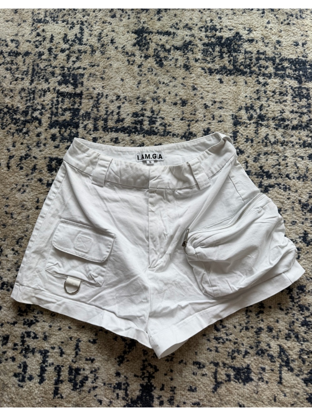 I.AM.GIA White Utility Mini Shorts